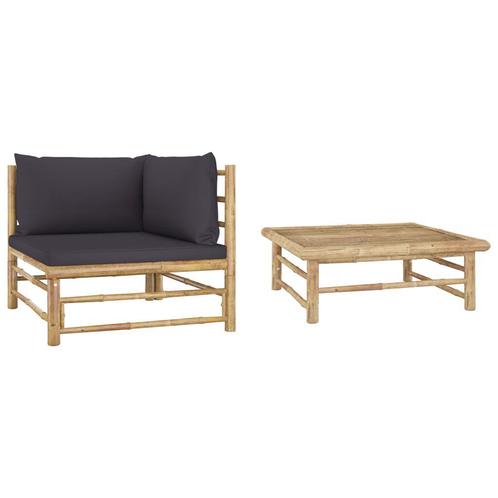 Loungeset Bamboe - Donkergrijs - OP = OP - Terras Upgrade!, Tuin en Terras, Tuinsets en Loungesets, Nieuw, Hout, Loungeset, 3 zitplaatsen