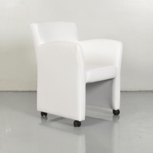 Verrijdbaar Fauteuil Frontseat - Wit leder, Huis en Inrichting, Stoelen, Gebruikt, Ophalen of Verzenden