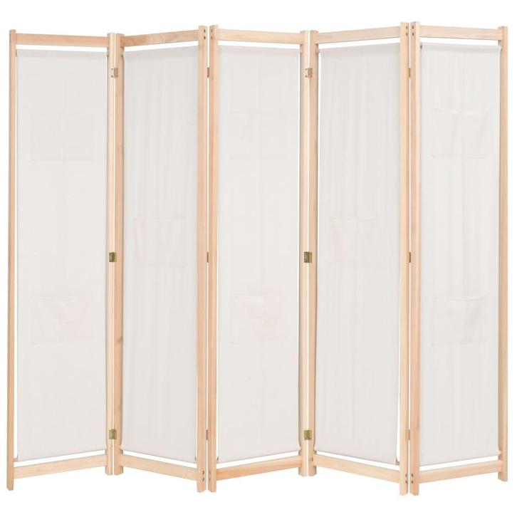 vidaXL Kamerscherm met 5 panelen 200x170x4 cm stof crème, Huis en Inrichting, Woonaccessoires | Overige, Nieuw, Verzenden