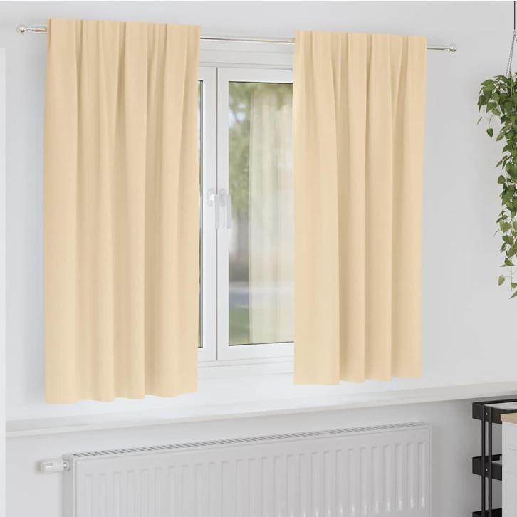 vidaXL Gordijnen met gordijnen 2 pcs Crème 175x140cm, Huis en Inrichting, Stoffering | Gordijnen en Lamellen, Nieuw, Verzenden