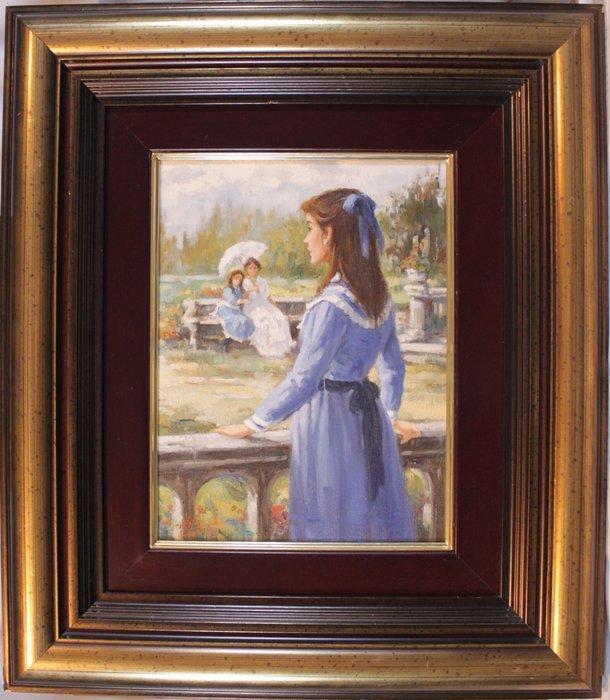 Javier Villa Libarona (1937-2011) - En el jardín, Antiquités & Art, Art | Peinture | Classique