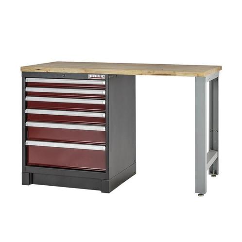 Heavy Duty werkbank met hardhouten werkblad, grijs pootstel, Doe-het-zelf en Bouw, Werkbanken, Ophalen of Verzenden