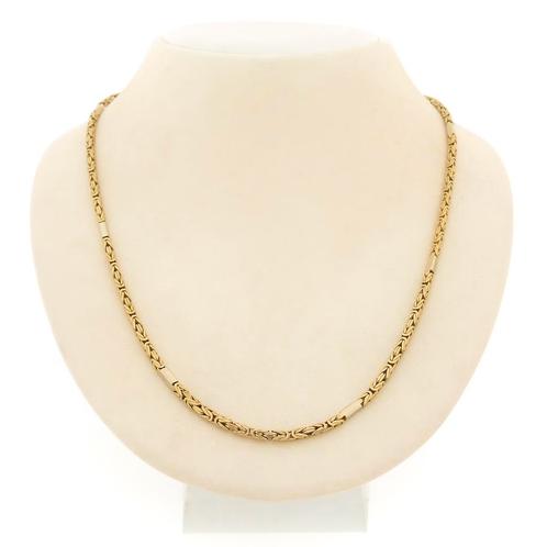 Bicolor gouden vierkante koningsketting | 47,5 cm (witgoud), Handtassen en Accessoires, Kettingen, Overige kleuren, Gebruikt, Goud