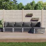 vidaXL 5-delige Loungeset met kussens staal wit, Tuin en Terras, Tuinsets en Loungesets, Verzenden, Nieuw, Loungeset