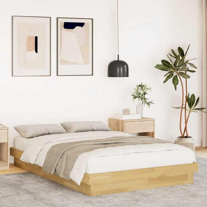 vidaXL Bedframe zonder matras 120x200 cm massief hout eiken, Huis en Inrichting, Slaapkamer | Bedden, Nieuw, Verzenden