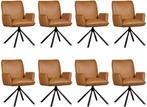 Set van 8 Cognac leren industriële draaibare eetkamerstoelen, Huis en Inrichting, Nieuw, Vijf, Zes of meer stoelen, Eigentijds