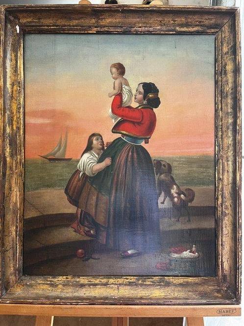 Scuola napoletana (XIX) - Addio al marinaio, Antiek en Kunst, Kunst | Schilderijen | Klassiek