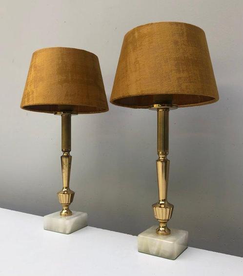 Tafellamp (2) - Messing, Onyx, Antiek en Kunst, Kunst | Designobjecten