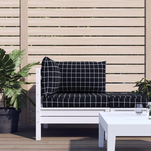 vidaXL Palletkussens 3 st ruitpatroon oxford stof zwart, Huis en Inrichting, Woonaccessoires | Kussens, Nieuw, Verzenden