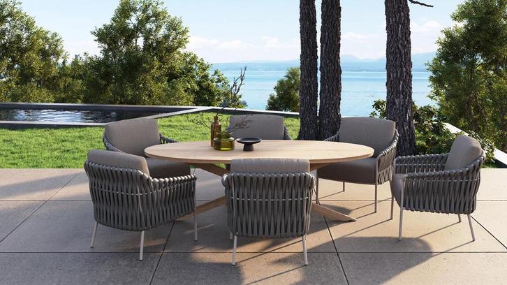 4 Seasons Outdoor Comino low dining tuinset latte met Prado, Tuin en Terras, Tuinsets en Loungesets