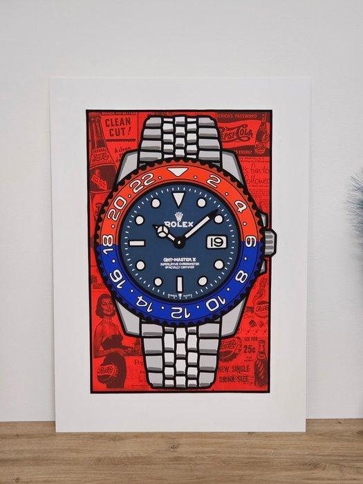Louis Michel Krüger - Quadro Red Blue Gmt Pop Art, Antiek en Kunst, Antiek | Overige Antiek