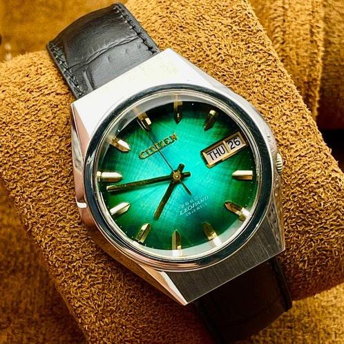 Citizen - Leopard 28800 Striking Green Sunburst - Zonder, Handtassen en Accessoires, Horloges | Antiek