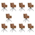 Set van 10 Leren draaibare eetkamerstoelen Wave - Granada, 60 tot 90 cm, Nieuw, Leer, Ophalen of Verzenden