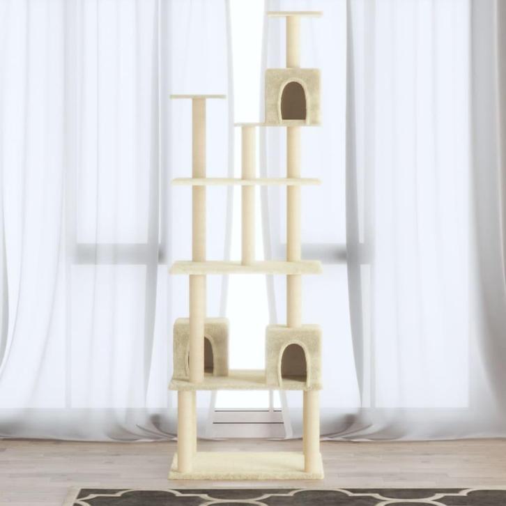 vidaXL Kattenmeubel met sisal krabpalen 188 cm crèmekleurig, Dieren en Toebehoren, Katten-accessoires, Nieuw, Verzenden