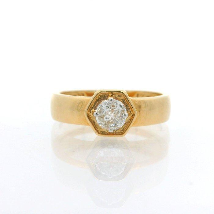 Ring - 18 karaat Geel goud - 0.35ct. tw. Diamant, Handtassen en Accessoires, Ringen
