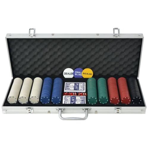 vidaXL Pokerset met 500 chips aluminium, Hobby en Vrije tijd, Gezelschapsspellen | Kaartspellen, Nieuw, Verzenden