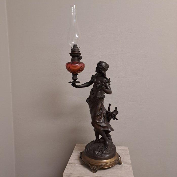 August Moreau(1834-1917) - Lampe à huile - Musicienne de, Antiquités & Art, Art | Objets design