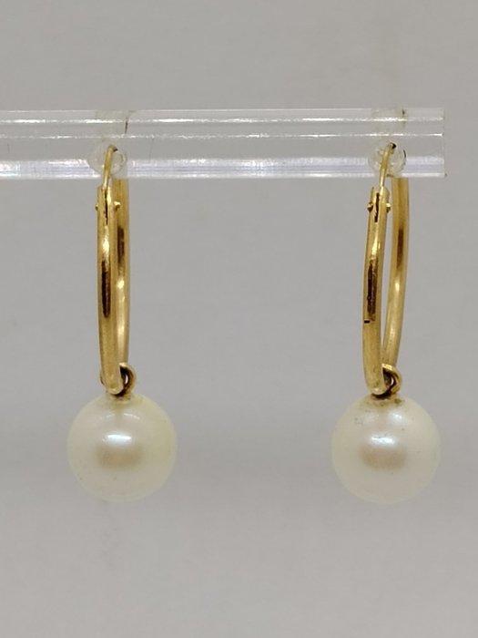 Boucles doreilles cerceau - 18 carats Or jaune Perle, Bijoux, Sacs & Beauté, Bijoux anciens
