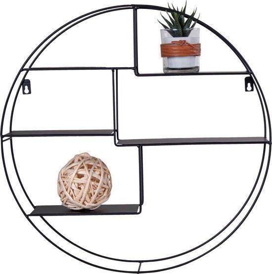 2dekans | Genk Wandplank Rond - Zwart Staal - Ø47 cm -, Huis en Inrichting, Woonaccessoires | Wandplanken en Boekenplanken, Ophalen of Verzenden