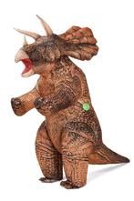 KIMU® Opblaas Kostuum Triceratops Bruin Opblaasbaar Pak Dino, Ophalen of Verzenden