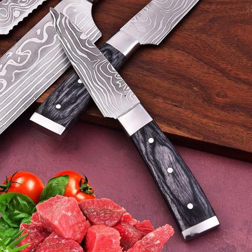 VG 10 Steel Less Steel 5 Piece professional knives set -, Antiek en Kunst, Antiek | Keukengerei