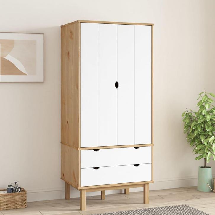 vidaXL Kledingkast OTTA 76,5x53x172 cm massief grenenhout, Huis en Inrichting, Kasten | Kleerkasten, Nieuw, Verzenden