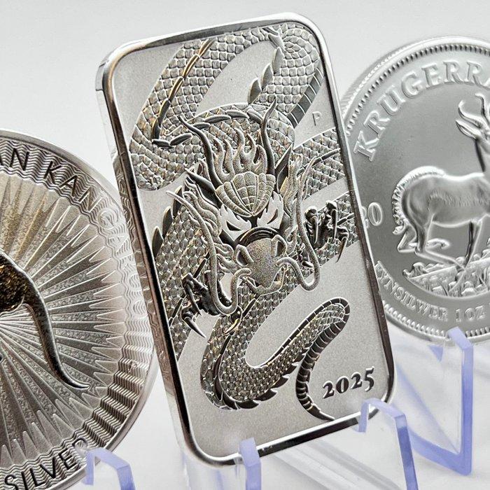 globaal. 2025 – Set of 3 × 1 oz Silver Coins – Dragon, Postzegels en Munten, Munten | Europa | Niet-Euromunten