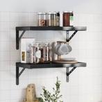 vidaXL Wandschappen 2 st 50x30x3 cm roestvrijstaal zwart, Huis en Inrichting, Verzenden, Nieuw
