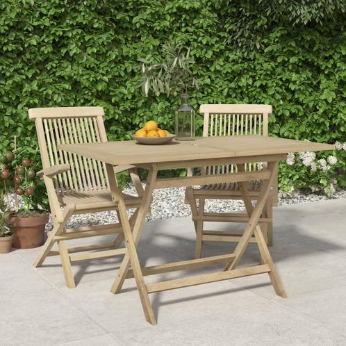 vidaXL Table de jardin pliante gris 120x70x75 cm bois de, Jardin & Terrasse, Ensembles de jardin, Neuf, Envoi