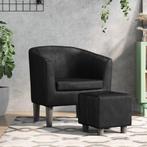 vidaXL Kuipstoel met voetenbankje kunstleer zwart, Huis en Inrichting, Fauteuils, Verzenden, Nieuw