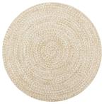 vidaXL Vloerkleed handgemaakt 90 cm jute wit en naturel, Huis en Inrichting, Stoffering | Tapijten en Vloerkleden, Verzenden, Nieuw