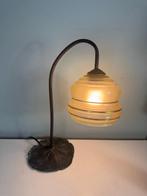 Lamp - Prachtige Antieke Lamp Lelieblad Voet en Glazen