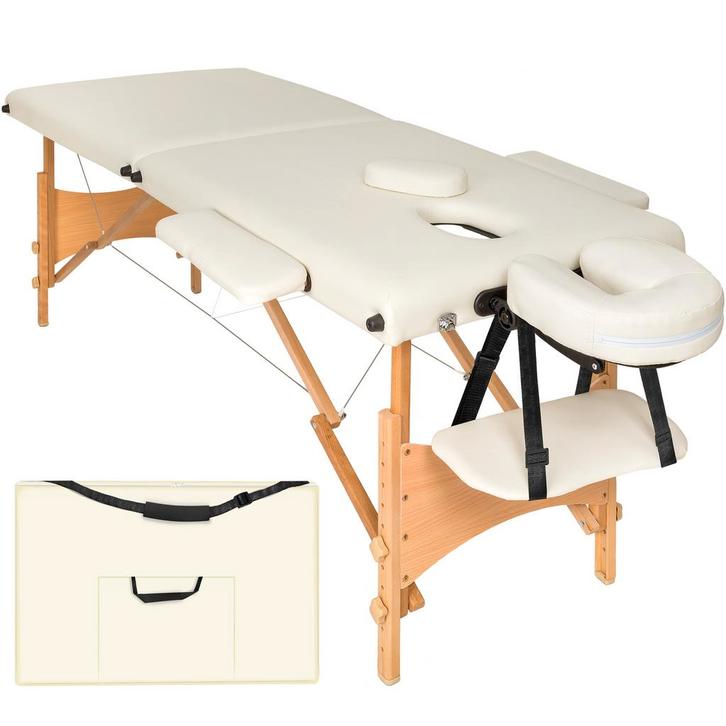 tectake 2 zone massagetafel met 5cm matras en houten frame -, Sport en Fitness, Massageproducten, Verzenden
