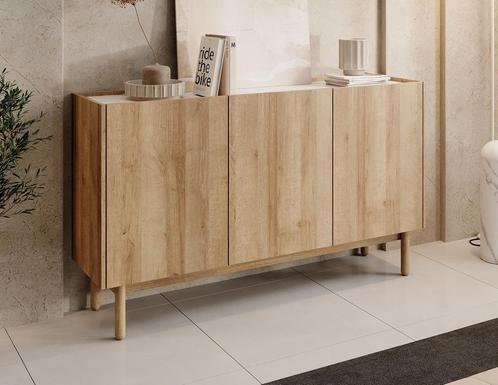 Meubella | Dressoir eiken 144x37x83 cm Scandinavisch, Huis en Inrichting, Kasten | Dressoirs, 25 tot 50 cm, Nieuw, 100 tot 150 cm