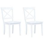 vidaXL Eetkamerstoelen 2 st massief rubberwood wit, Verzenden, Nieuw