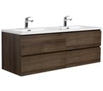 Badkamermeubel Set Angela 140cm Bruin Eiken Badmeubel, Verzenden, Nieuw