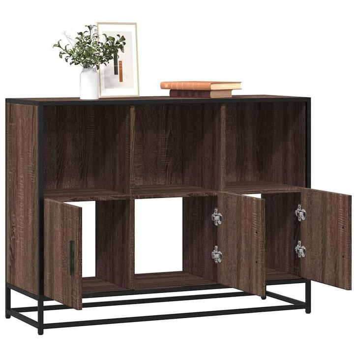 vidaXL Dressoir 100x35x76 cm bewerkt hout bruin eikenkleur, Huis en Inrichting, Kasten | Dressoirs, Nieuw, Verzenden