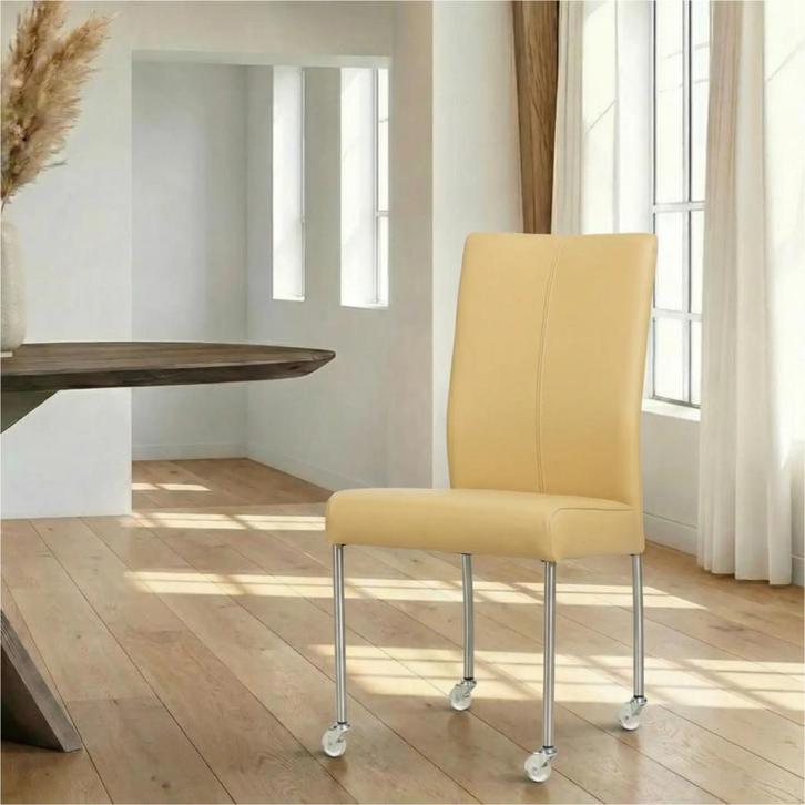 Leren eetkamerstoel Comfort met wieltjes - Toledo Dessert, Huis en Inrichting, Stoelen, Nieuw, Leer, Ophalen of Verzenden