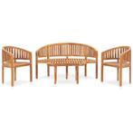 vidaXL 4-delige Loungeset banaanvormig massief teakhout, Tuin en Terras, Verzenden, Nieuw, Loungeset