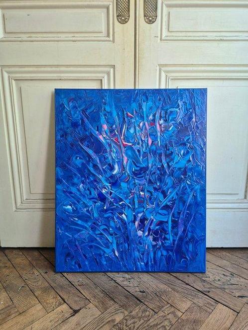 Bruno Cantais (1966) - Blue flowers, Antiek en Kunst, Kunst | Schilderijen | Modern