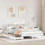 vidaXL Bed met boekenkast zonder matras grenenhout wit, Huis en Inrichting, Verzenden, Nieuw