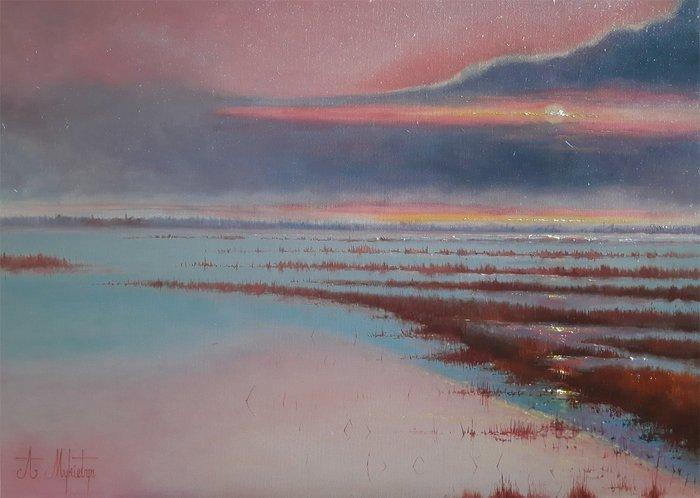 Andrzej Mykietyn - In the wetlands, Antiquités & Art, Art | Peinture | Classique