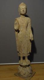 Statues - Calcaire - Large Chinese Limestone Fig of Buddha