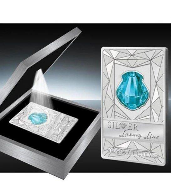 Îles Cook. Silver bar 2015 Luxury line IV Crystal shell 100, Postzegels en Munten, Munten | Europa | Niet-Euromunten