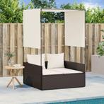 vidaXL Ligbed tweepersoons met dak en gordijn poly rattan, Tuin en Terras, Verzenden, Nieuw