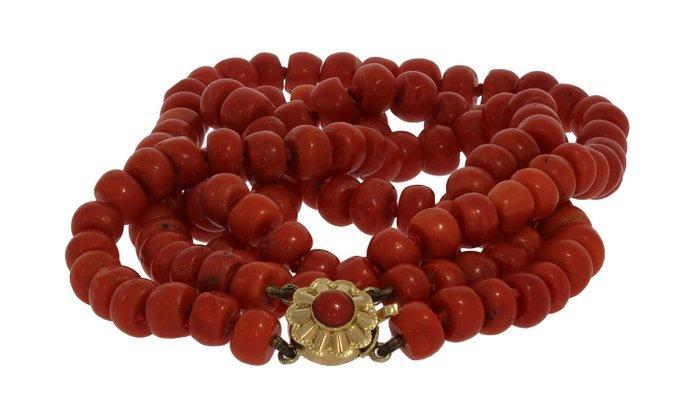 Ketting - 14 karaat Geel goud Bloedkoraal - Fraai gouden, Handtassen en Accessoires, Antieke sieraden