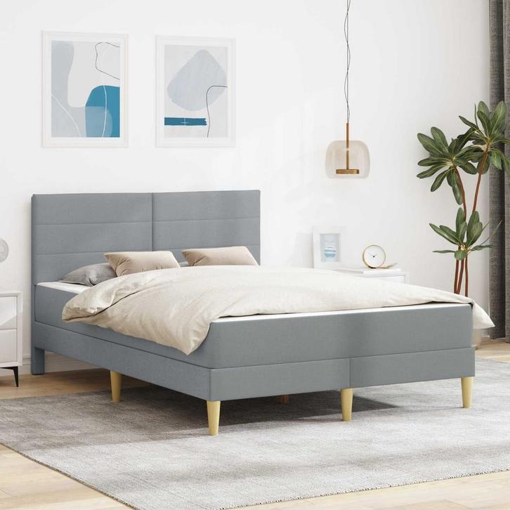 vidaXL Bedframe Lichtgrijs 120 x 200 cm Polyester, Huis en Inrichting, Slaapkamer | Matrassen en Bedbodems, Nieuw, Verzenden