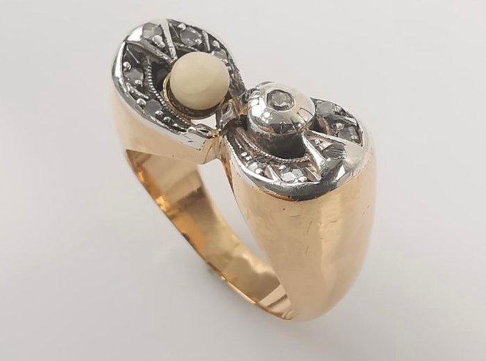 Ring - 14 karaat Geel goud Diamant (Natuurlijk) - Diamant -, Bijoux, Sacs & Beauté, Bagues