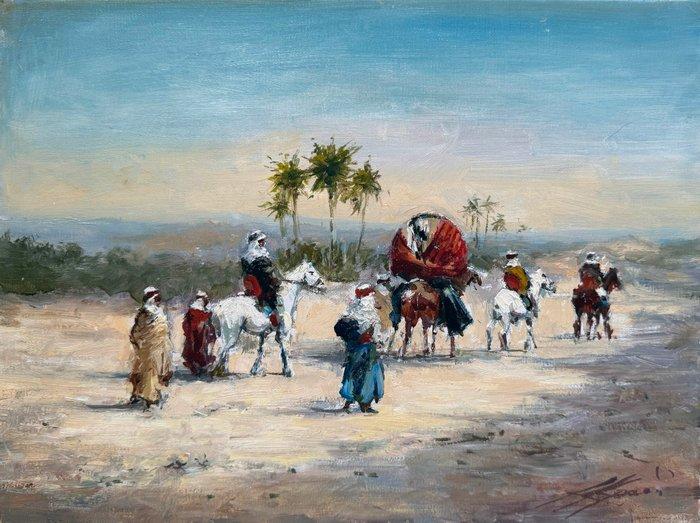 Mikhail Kraiev (1957) - Caravane dans le Désert -, Antiek en Kunst, Kunst | Schilderijen | Klassiek