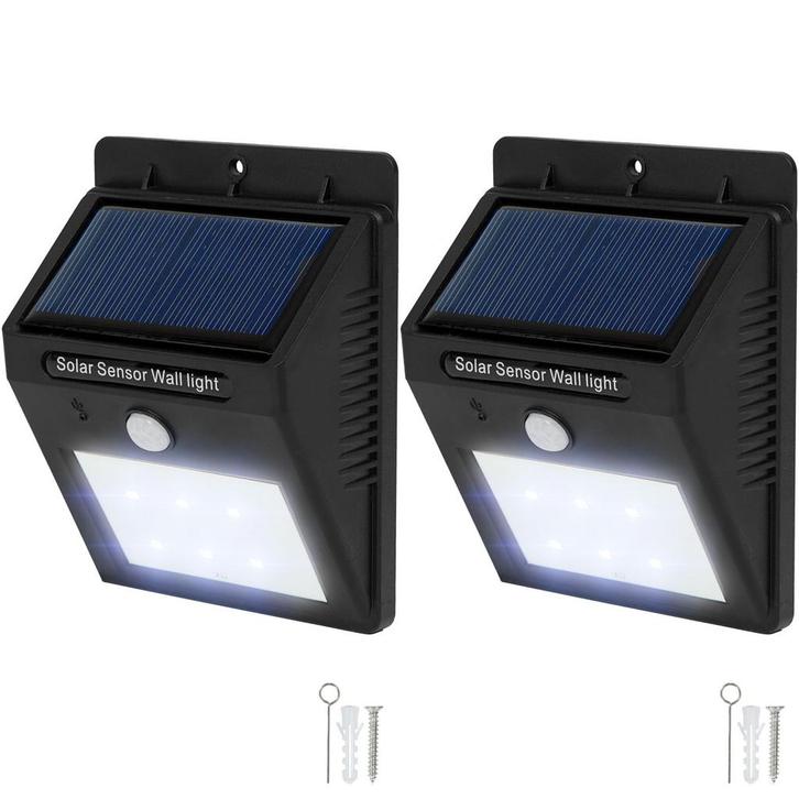 tectake 2 LED solar tuinlampen met bewegingssensor - zwart, Tuin en Terras, Overige Tuin en Terras, Verzenden